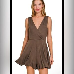 Zenana Outfitters Chocolate Brown Romper NWOT